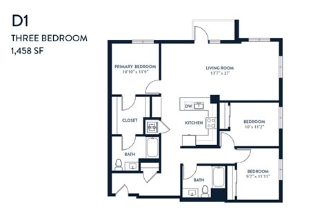 Three Bedroom D1 1458 SF - Resa Long Beach